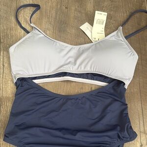 BCBGeneration Two-Tone Blue and Gray One Piece Swimsuit